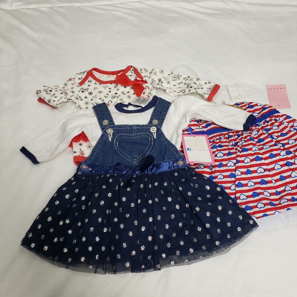 Chick Pea Girls Lot of 3 Dress Outfits White Flora